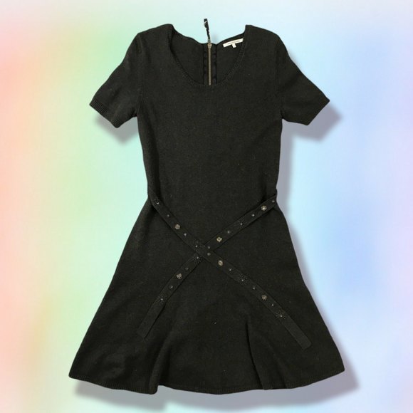 Gerard Darel Tie Waist‎ Shift Sweater Dress Size 4 Grunge whimsygoth retro - Picture 3 of 8